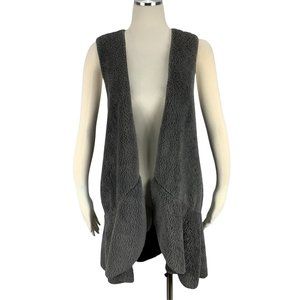 ODDY Small Fuzzy Gray Cardigan Sleeveless Pockets Long Tunic Artist